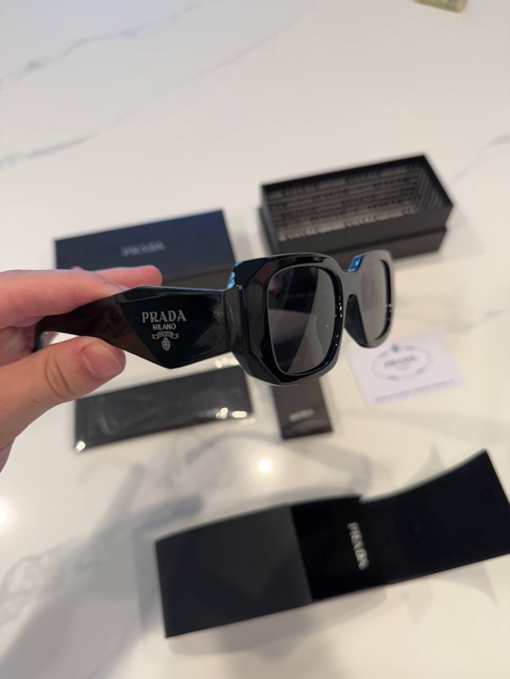 Prada Black Gloss Oversized Square Sunglasses - Picture 1 of 3